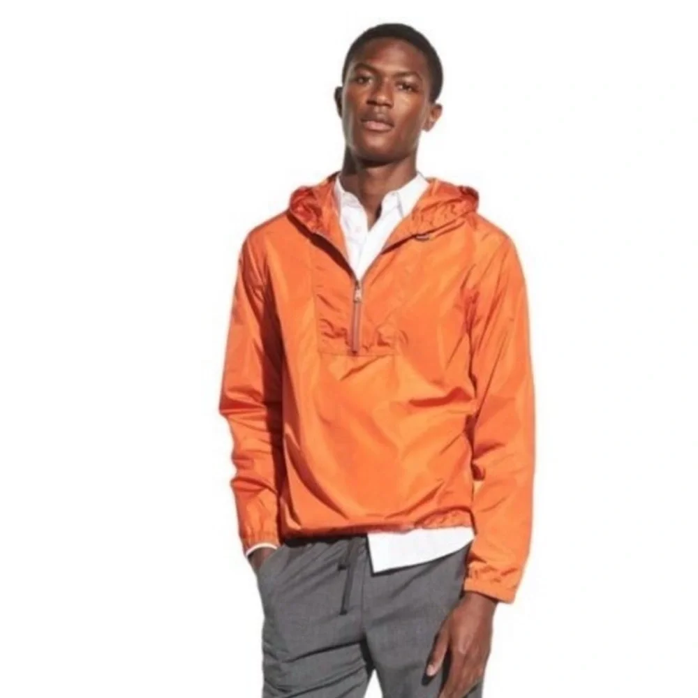 VINCE Men's Orange Windbreaker Jacket - Picture 1 of 10